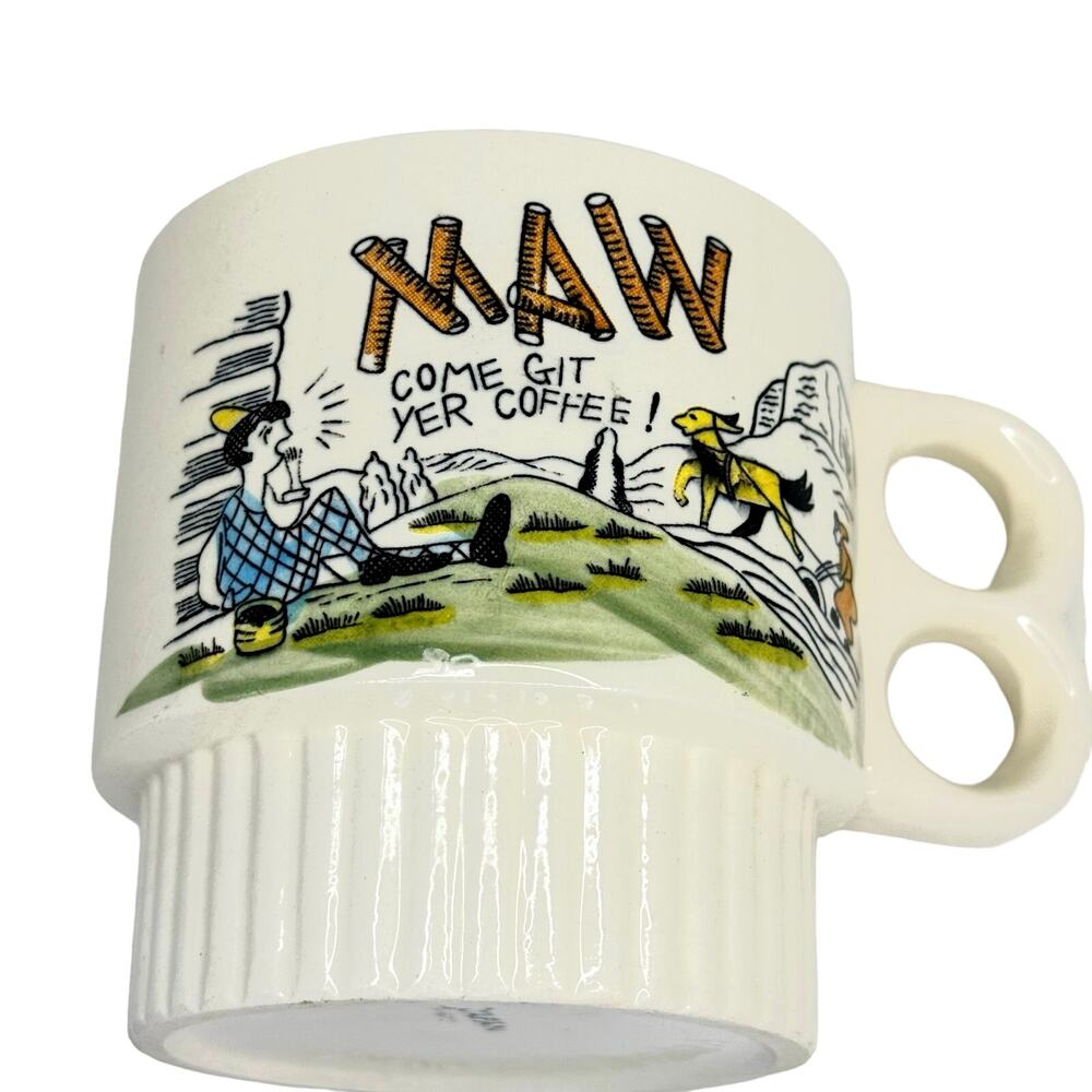 VTG MAW! Come git yer coffee! Coffee mug rare handle EUC Japan